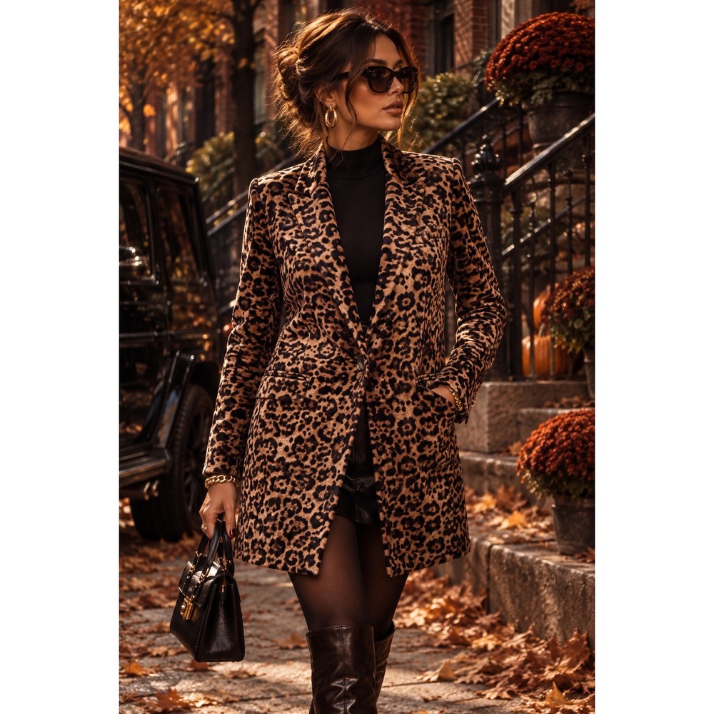 Gerard Darel Leopard Print Velvet Jacket Women Size 40 US 8/M